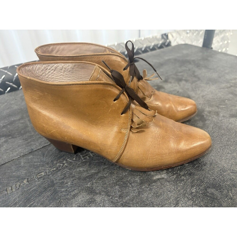 Joan & David Lace Up Block Heels Granny Boots Leather Witchy Sz 7
